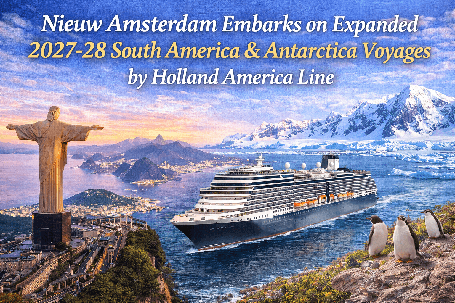 Nieuw Amsterdam Embarks on Expanded 2027-28 South America & Antarctica Voyages by Holland America Line